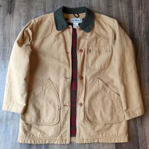 Vintage LL Bean Chore Jacket Womens Medium Wool Lined Barn Coat Canvas Cord